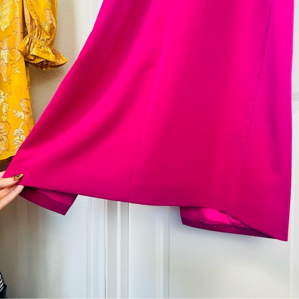 Monique Lhuillier Gemma Rosette Strapless Column Gown Dress Fuchsia Pink Formal - Picture 7 of 12